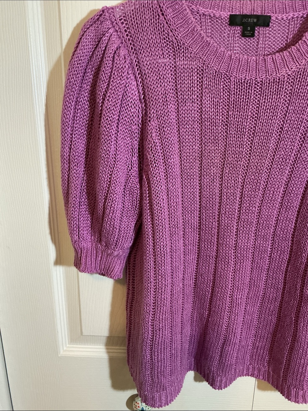 J. Crew Lavender Ribbed Puff-Sleeve Sweater - Picture 2 of 12